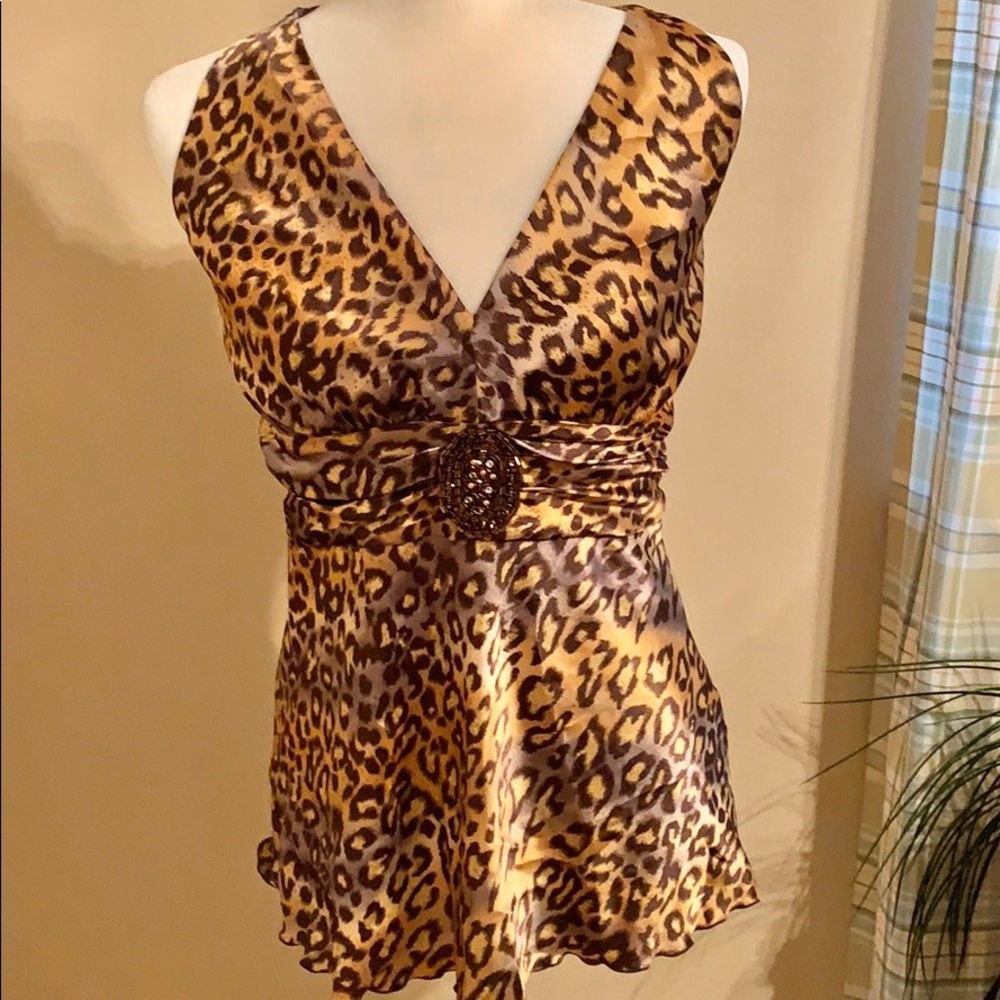 Bisou Bisou Animal Print Halter Top Sz 8